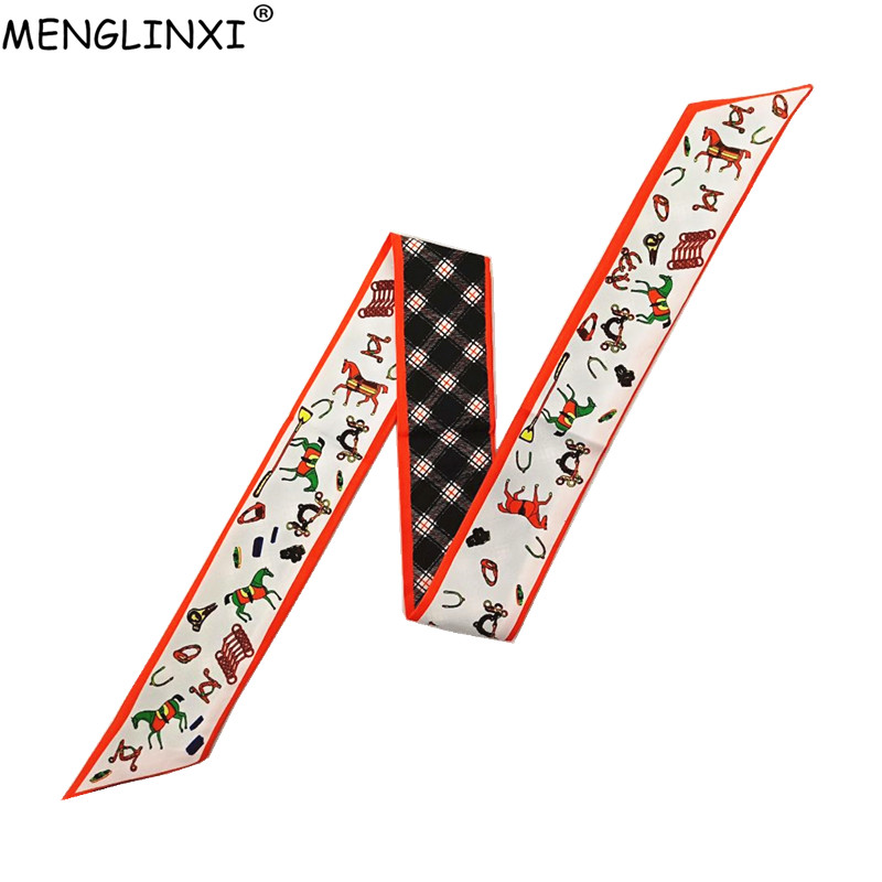 Luxury Bags Shopping - Horse Plaid Skinny Scarf Women Bag