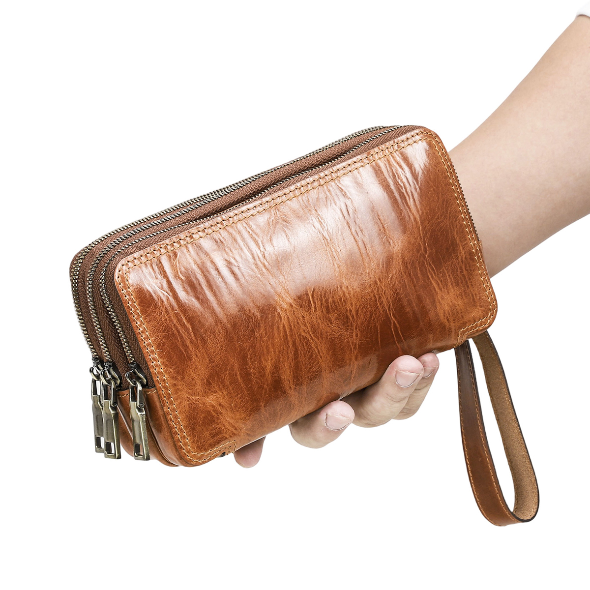 CONTACT'S Genuine Leather Men  - Wristlet Wallet Zipper reseña y precio