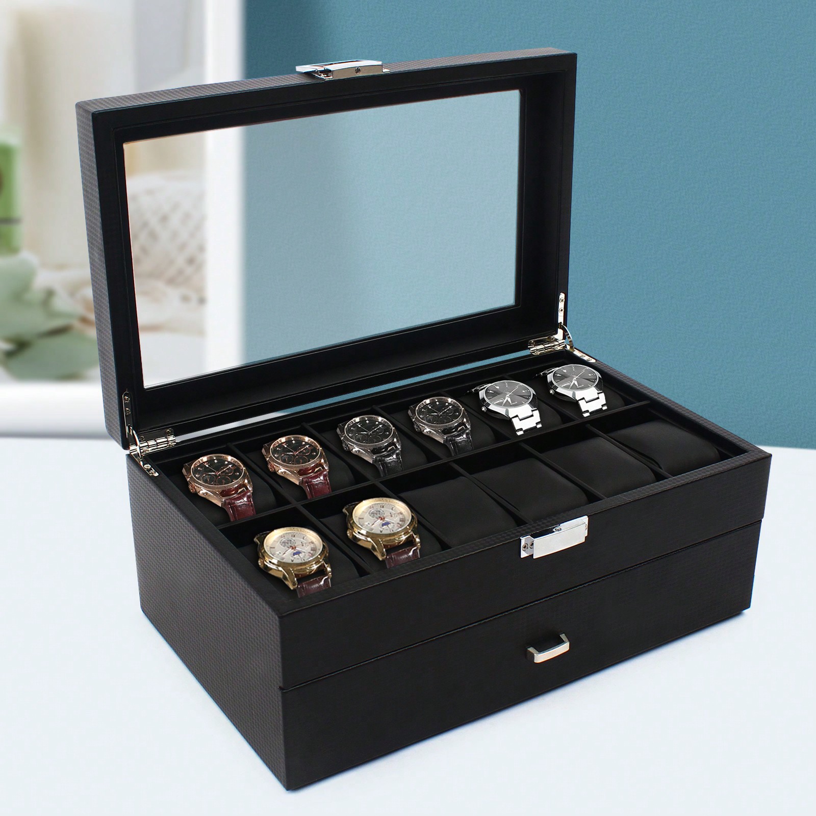 24 Slot Men Watch Display Case - Luxury Bags For School reseña y precio