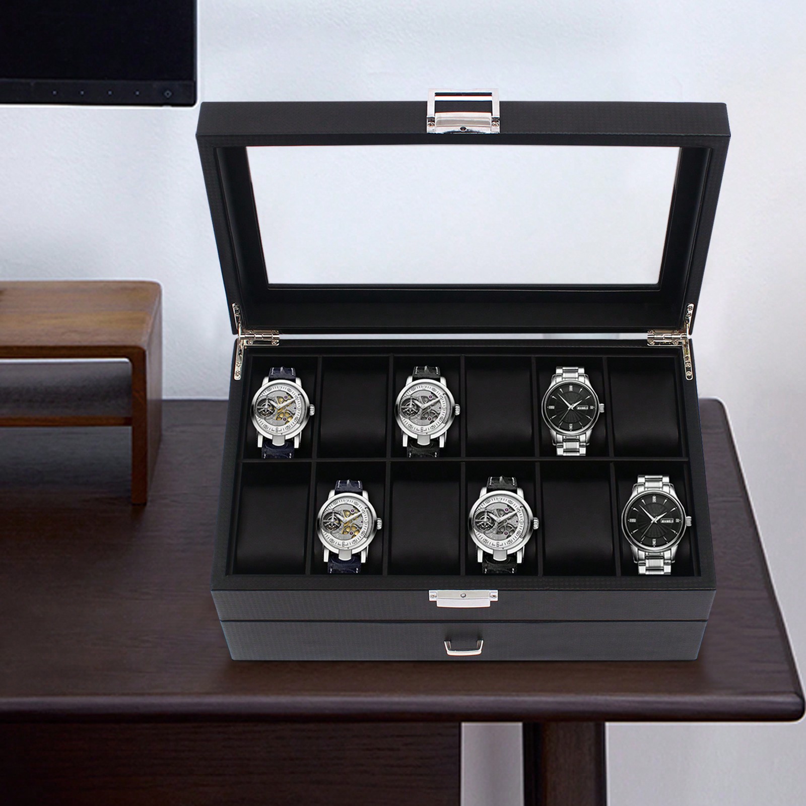 24 Slot Men Watch Display Case - Luxury Bags For School reseña y precio