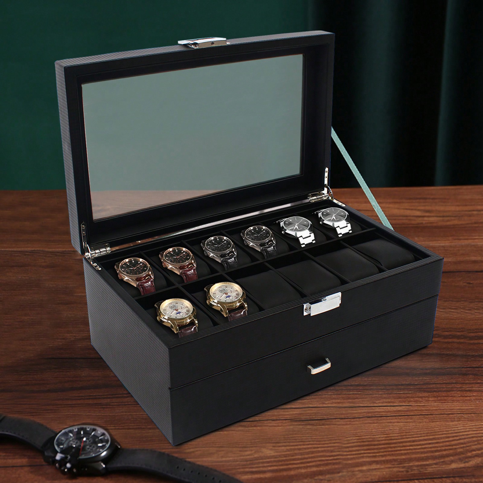 24 Slot Men Watch Display Case - Luxury Bags For School reseña y precio
