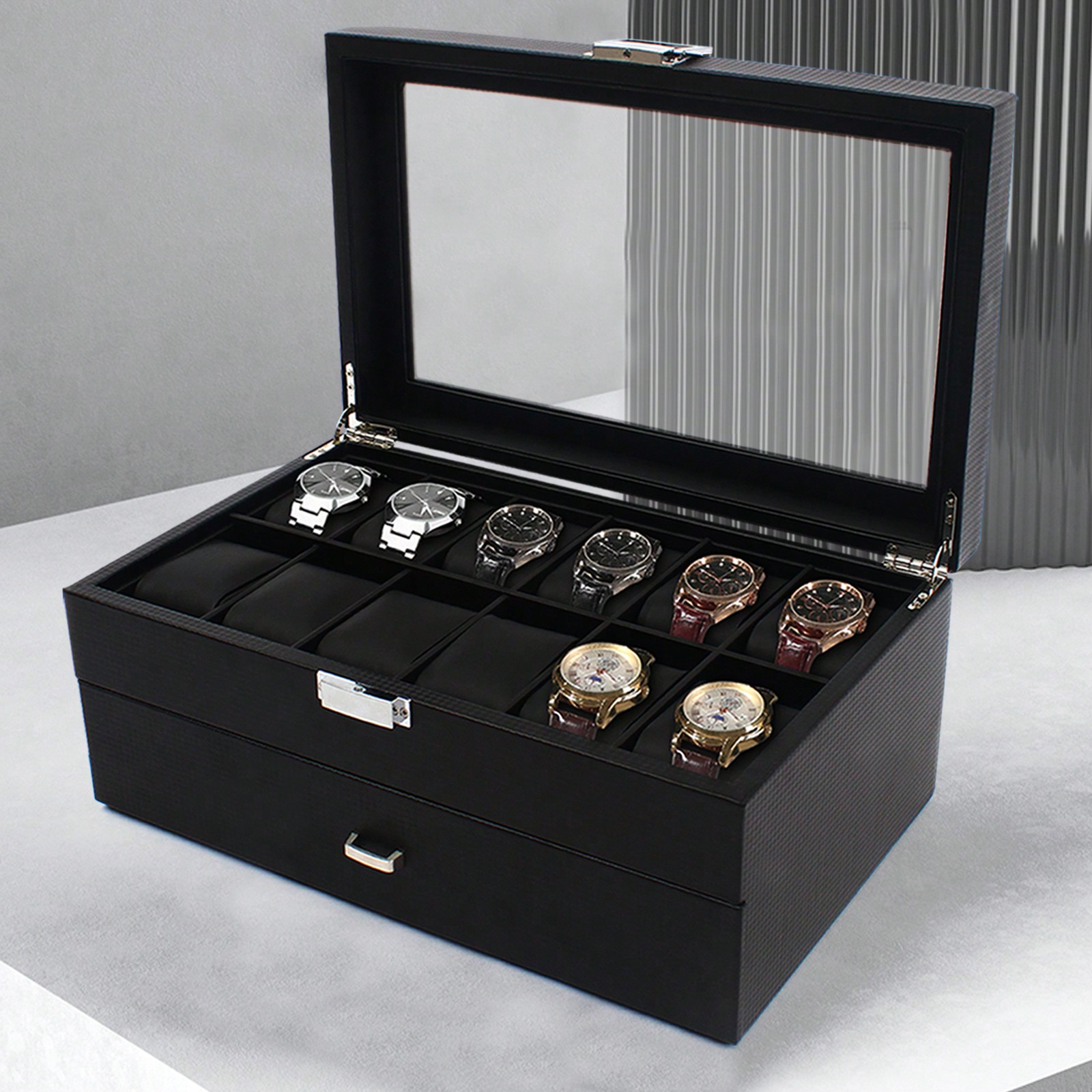 24 Slot Men Watch Display Case - Luxury Bags For School reseña y precio