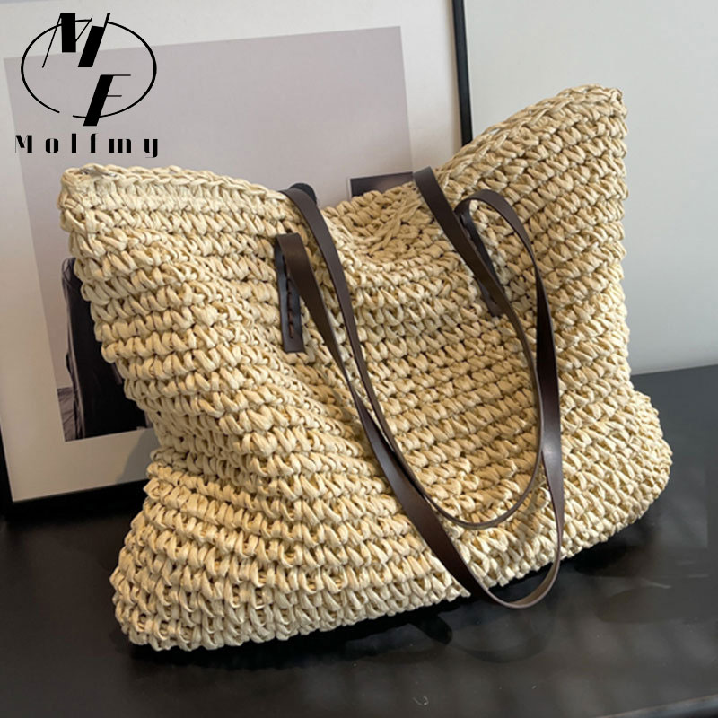 Straw Woven Tote Bags Casual L - Luxury Bags Shopping reseña y precio