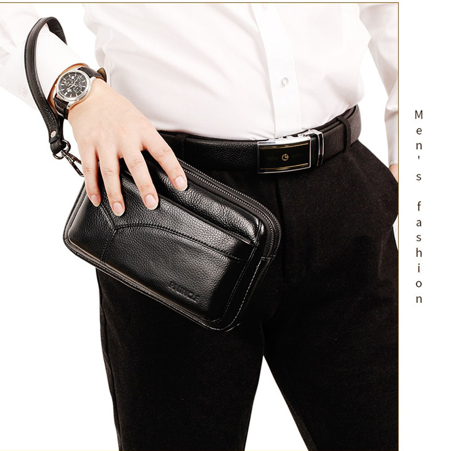 Men's Genuine Leather Fashion  - Wristlet Wallet Zipper reseña y precio