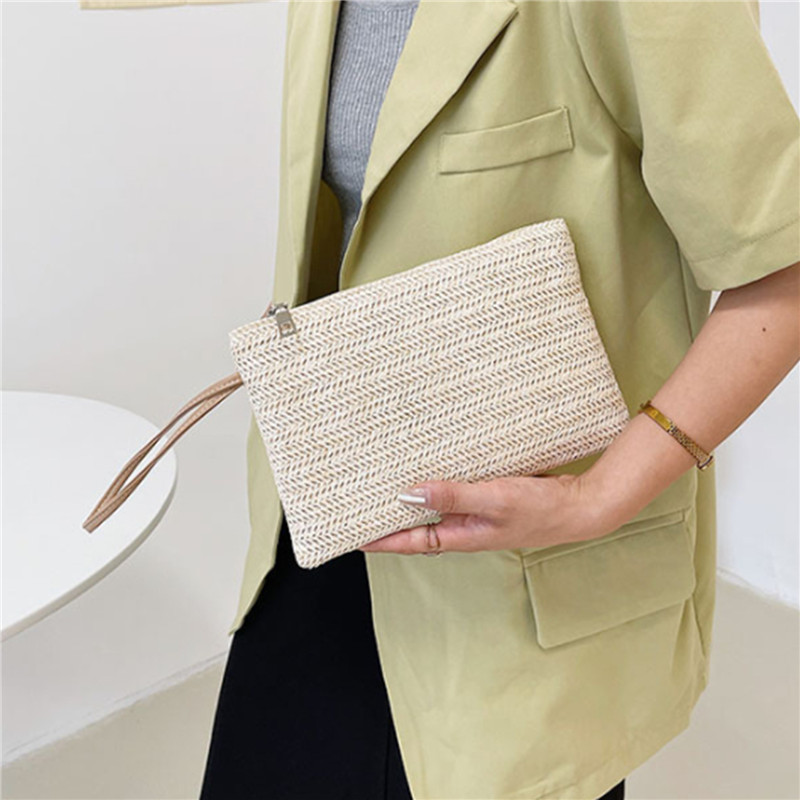 Weaving Bag Fashion Ladies Wri - Wristlet Wallet Zipper reseña y precio
