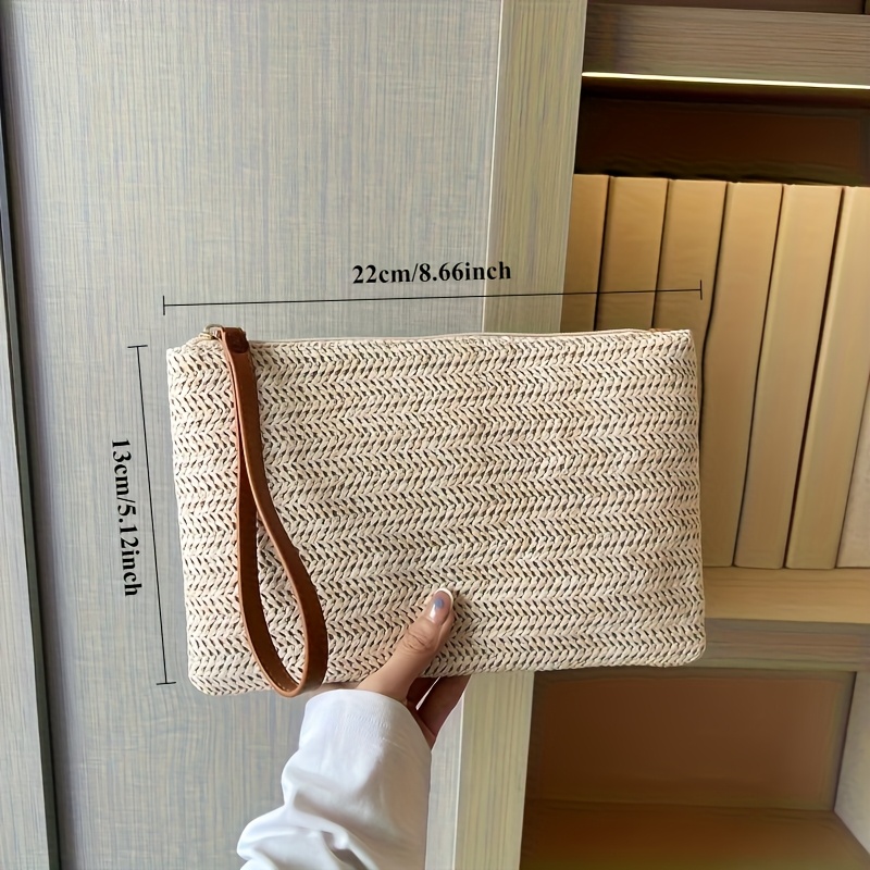 Natural Straw Woven Clutch Bag - Wristlet Wallet Zipper reseña y precio